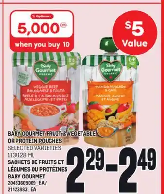 Independent Grocer BABY GOURMET FRUIT & VEGETABLE OR PROTEIN POUCHES, 113/128 ML offer