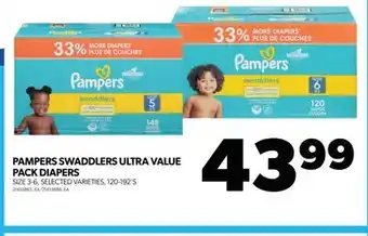 Real Canadian Superstore PAMPERS SWADDLERS ULTRA VALUE PACK DIAPERS, 120-192'S offer