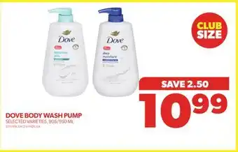 Real Canadian Superstore DOVE BODY WASH PUMP, 905/950 ML offer