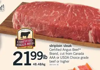 Fortinos STRIPLOIN STEAK, 48.48/kg offer