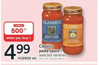 Fortinos CLASSICO PASTA SAUCE, 410/650 ML offer