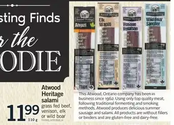 Fortinos ATWOOD HERITAGE SALAMI, 110 G offer