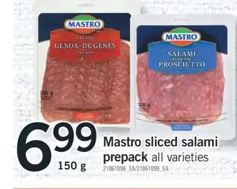 Fortinos Mastro sliced salami prepack, 150 g offer