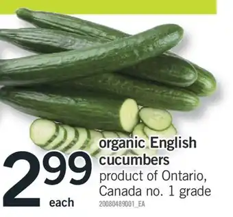 Fortinos ORGANIC ENGLISH CUCUMBERS offer