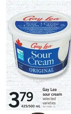 Fortinos GAY LEA SOUR CREAM, 425/500 ML offer