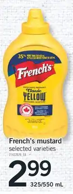 Fortinos FRENCH'S MUSTARD, 325/550 mL offer