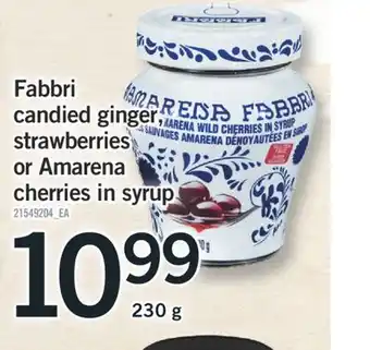 Fortinos FABBRI CANDIED GINGER,STRAWBERRIES OR AMARENA CHERRIES IN SYRUP, 230 g offer