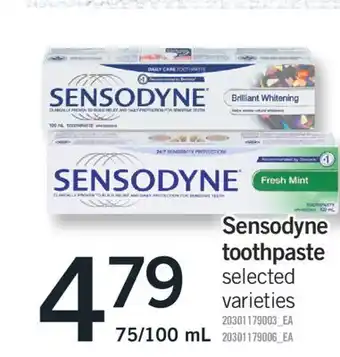 Fortinos SENSODYNE TOOTHPASTE, 75/100 mL offer