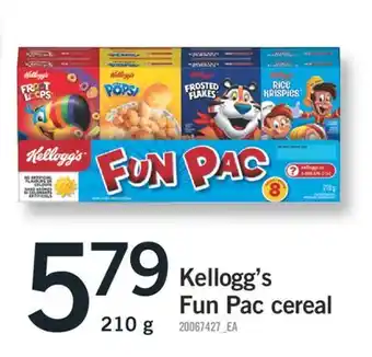 Fortinos Kellogg's Fun Pac cereal offer
