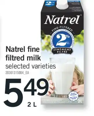 Fortinos NATREL FINE FILTRED MILK, 2 L offer