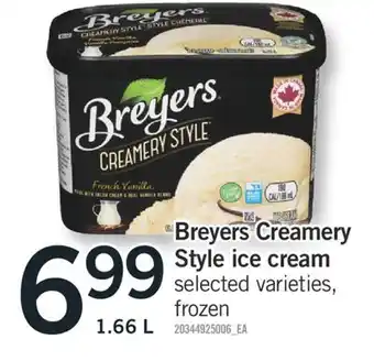 Fortinos BREYERS CREAMERY STYLE ICE CREAM, 1.66 L offer