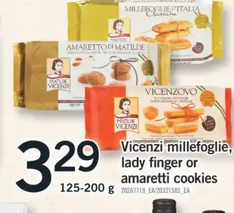 Fortinos VICENZI MILLEFOGLIE, LADY FINGER OR AMARETTI COOKIES, 125-200 G offer