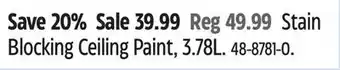 Canadian Tire Premier Stain Blocking Ceiling Paint, 3.78L offer