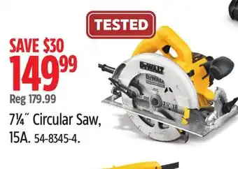 Canadian Tire DEWALT 7 1⁄4 Circular Saw, 15A offer