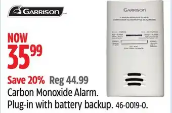Canadian Tire Garrison Carbon Monoxide Alarm offer