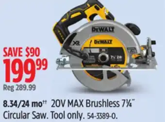 Canadian Tire DEWALT 20V MAX Brushless 7 1⁄4 Circular Saw offer