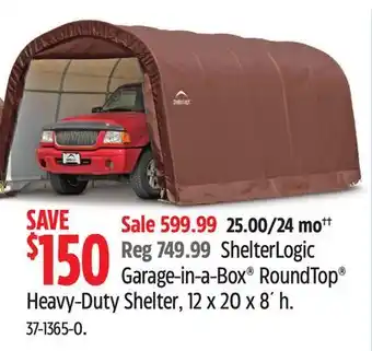 Canadian Tire ShelterLogic Garage-in-a-Box RoundTop Heavy-Duty Shelter, 12 x 20 x 8´ h offer