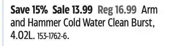 Canadian Tire Arm and Hammer Cold Water Clean Burst, 4.02L offer