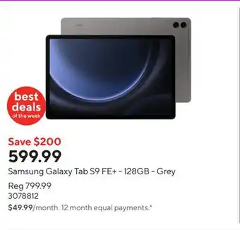 Staples Samsung Galaxy Tab S9 FE+ - 128GB - Grey offer