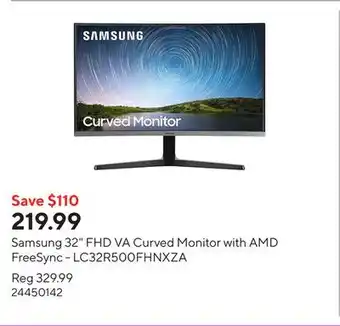 Staples Samsung 32 FHD VA Curved Monitor with AMD FreeSync - LC32R500FHNXZA offer