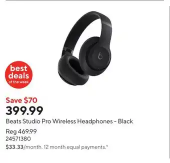 Staples Beats Studio Pro Wireless Headphones - Black offer