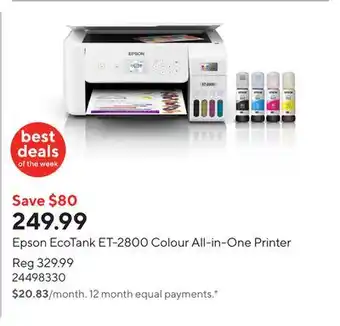 Staples Epson EcoTank ET-2800 Colour All-in-One Printer offer