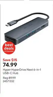 Staples Hyper HyperDrive Next 6-in-1 USB-C Hub offer