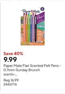 Staples Paper Mate Flair Scented Felt Pens - 0.7mm-Sunday Brunch scents- Assorted - 6 Pack offer