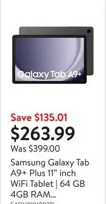 Walmart Samsung Galaxy Tab A9+ Plus 11 inch WiFi Tablet | 64 GB 4GB RAM (2023) Brand New offer