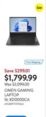 Walmart OMEN GAMING LAPTOP 16-XD0000CA offer
