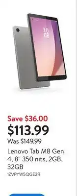 Walmart Lenovo Tab M8 Gen 4, 8 350 nits, 2GB, 32GB offer