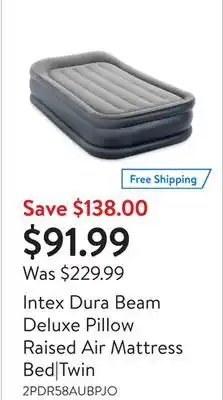 Walmart Intex Dura Beam Deluxe Pillow Raised Air Mattress Bed|Twin offer
