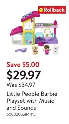 Walmart Little People Barbie Playset with Music and Sounds offer