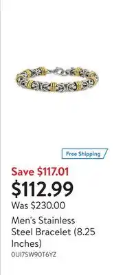 Walmart Men's Stainless Steel Bracelet (8.25 Inches) offer