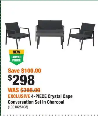 Home Depot EXCLUSIVE 4-PIECE Crystal Cape Conversation Set in Charcoal offer
