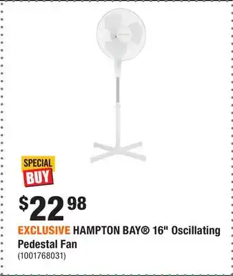 Home Depot EXCLUSIVE HAMPTON BAY 16 Oscillating Pedestal Fan offer