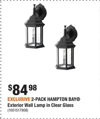 Home Depot EXCLUSIVE 2-PACK HAMPTON BAY Exterior Wall Lamp in Clear Glass offer