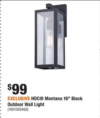 Home Depot EXCLUSIVE HDC Montana 16 Black Outdoor Wall Light offer