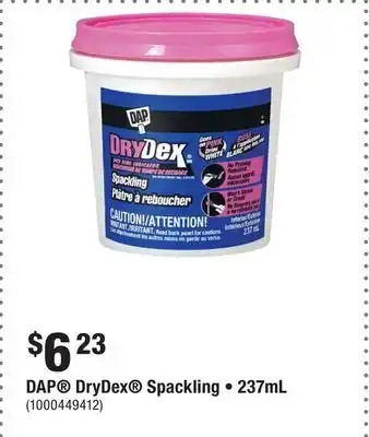 Home Depot DAP DryDex Spackling • 237mL offer