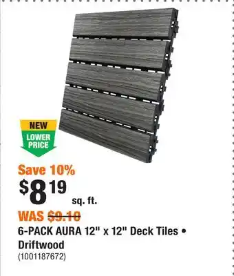 Home Depot 6-PACK AURA 12 x 12 Deck Tiles • Driftwood offer