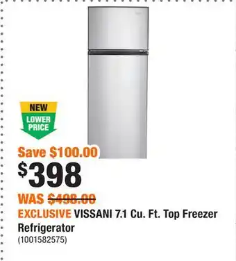 Home Depot EXCLUSIVE VISSANI 7.1 Cu. Ft. Top Freezer Refrigerator offer