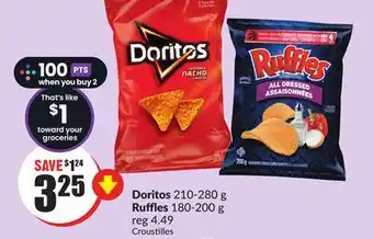 FreshCo Doritos 210-280 g Ruffles 180-200 g offer