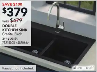 RONA ALLEN + ROTH 31 X 20.5 DOUBLE KITCHEN SINK offer