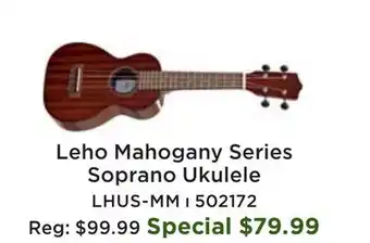 Long & McQuade Leho Mahogany Series Arch Back Soprano Ukulele offer