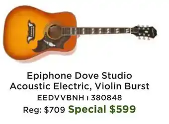 Long & McQuade Epiphone Dove Studio Acoustic Electric - Violin Burst offer