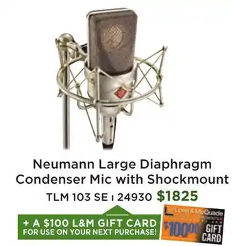 Long & McQuade Neumann Large Diaphragm Condenser Mic with Shockmount offer