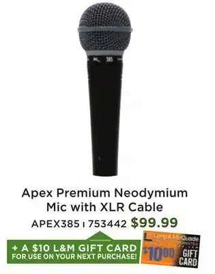 Long & McQuade Apex 385 Premium Neodymium Microphone with Cable offer
