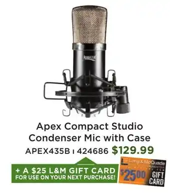 Long & McQuade Apex Compact Studio Condenser Mic with Case - Black offer