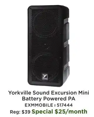 Long & McQuade Yorkville Sound Excursion Mini Battery Powered PA offer