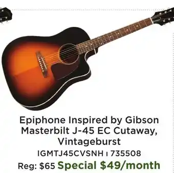 Long & McQuade Epiphone Inspired by Gibson Masterbilt J-45 EC Cutaway, Vintageburst offer